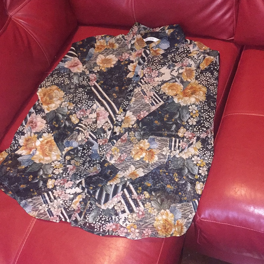 Zara Basic Long Sleeve Printed Blouse - image 3